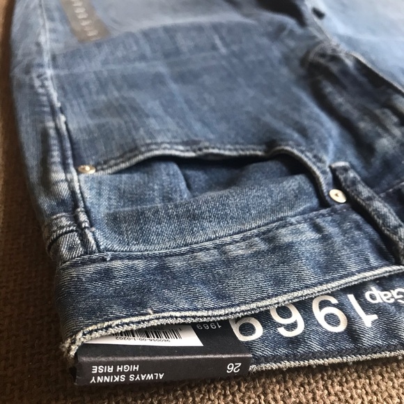 Gap 1969 Skinny High Rise Blue Denim Jeans Size 26 - Picture 1 of 6